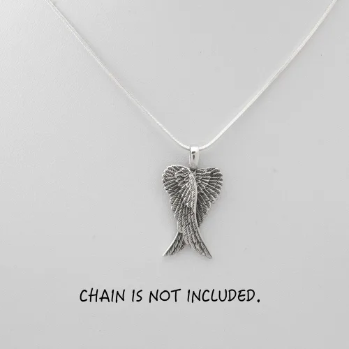 Vista 3 de WithLoveSilver - Colgante de plata de ley 925 con alas de ángel gemelas, Plata esterlina