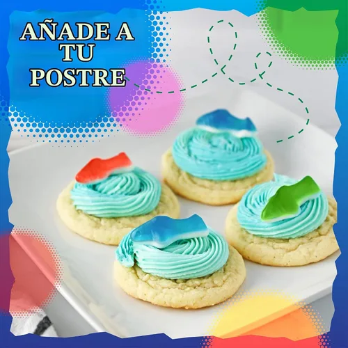 Vista 6 de Dulces de Tiburones Gomosos Bolsa de 1 libra Sabores Surtidos - Frambuesa Azul, Limón, Lima, Cereza