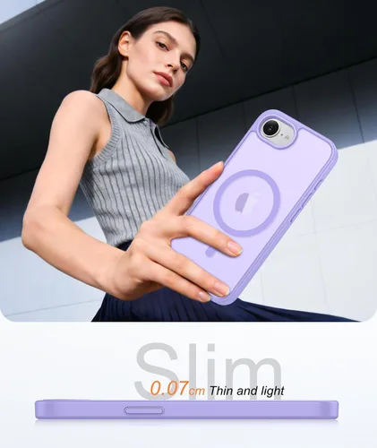 Vista 1020 de FNTCASE Funda para iPhone 17 Pro: Fundas delgadas translúcidas de color azul claro compatibles con MagSafe, protección completa de la cámara