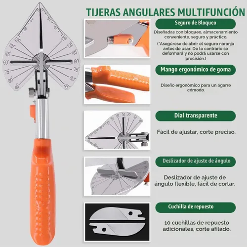 Vista 3 de Keadic Cortador de inglete multiángulo con llave y 5 cuchillas de repuesto mejoradas, tijeras de ángulo ajustable de 45 a 135 grados, herramientas