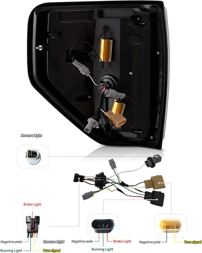 Vista 8 de VLAND Conjunto de luces traseras para Ford F-150 2009-2014, conjunto de lámpara trasera con señal de giro, luces de marcha atrás, Plug-and-play