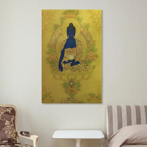 Vista 7 de Póster de pintura de Buda de medicina, póster de Thangka Thangka Thangka, pintura de obras de arte, arte de pared, impresiones en lienzo, imagen