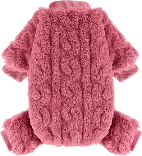 Vista 10 de Pijamas de forro polar para perros pequeños, ropa de cachorro de 4 patas para perro, pijamas para perros pequeños para otoño e invierno, ropa cálida