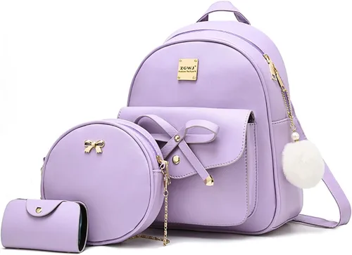Vista 7 de ZGWJ Mini mochila de cuero con moño, mochila pequeña, linda mochila casual de viaje para niñas y mujeres, M, Mochilas tipo mochila