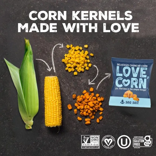 Vista 3 de LOVE CORN Sal Marina 16oz x 1 Bolsa - Delicioso Maíz Crujiente - Aperitivos Familiares Saludables - Sin Gluten, Kosher, Sin OGM - Alternativa