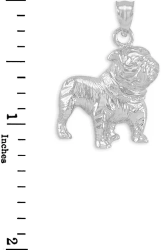 Vista 3 de Animal Kingdom Collar con colgante de plata de ley 925 pulida con dije de bulldog inglés