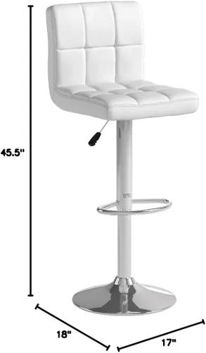 Vista 3 de Flash Furniture Alexandra - Juego de 2 taburetes de bar de vinilo acolchado blanco contemporáneo con base cromada