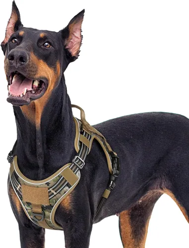 Vista 40 de rabbitgoo - Arnés para perros pequeño sin tirones, chaleco táctico de servicio con Molle y asa de control, arnés militar ajustable y reflectante