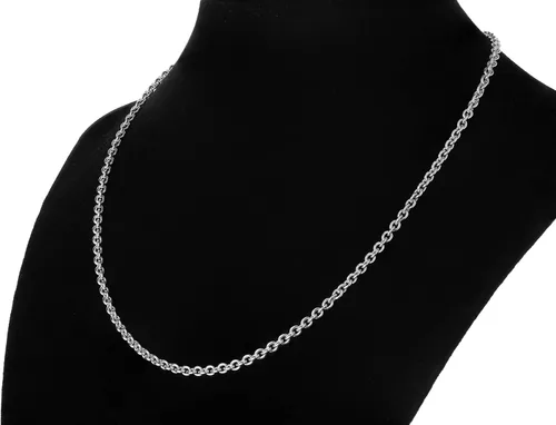 Vista 3 de Collar de cadena italiana de oro blanco de 14 quilates para mujeres y hombres, fabricado en Italia, no se deslustra, cadena de eslabones Rolo