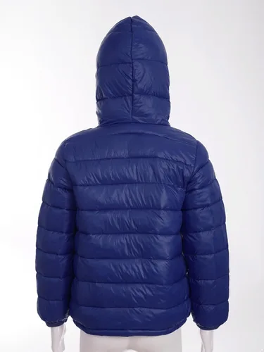 Vista 4 de Abrigo de invierno para niños y adolescentes, chaqueta acolchada de manga larga con capucha ultraligera