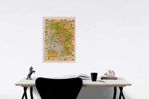 Vista 2 de Mapa Histórico - Este carte calado retratando con la más exacta fidelidad la Historia, Romance y Humor de la gloriosa Ciudad de San Diego, 1928, Jo