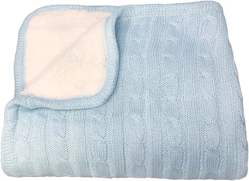 Vista 12 de Magnolia Cable Knit and Sherpa Baby Blanket (Beach Glass)