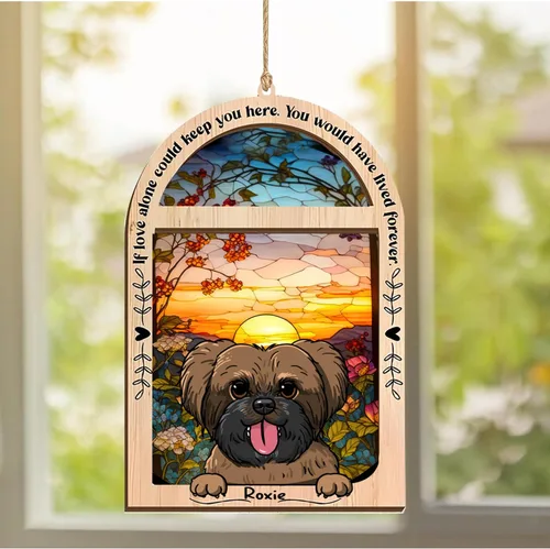 Vista 358 de LOVELYPOD Adorno de Navidad personalizado de sabueso afgano, atrapasoles con nombre, regalos de pérdida de mascotas, regalos para amantes