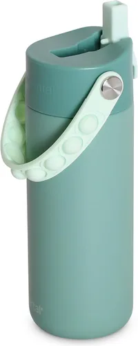 Vista 39 de Elemental Botella de agua aislada para niños, botella de agua de acero inoxidable con tapa de popote y asa Pop-it, botellas de agua a prueba