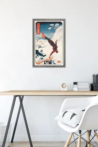 Vista 6 de Trends International Marvel Comics Daredevil - Póster de pared ninja, 22.4 pulgadas de largo x 14.7 pulgadas, versión enmarcada en madera de granero