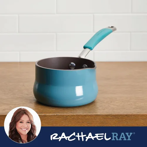 Vista 7 de Rachael Ray Cucina - Calentador de mantequilla antiadherente/cacerola pequeña, 0.75 cuartos de galón, azul agave