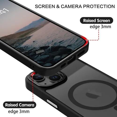 Vista 6 de BENTOBEN Funda magnética para iPhone 13 y iPhone 14 [compatible con Magsafe] Funda translúcida mate para iPhone 13/14, delgada, a prueba de golpes