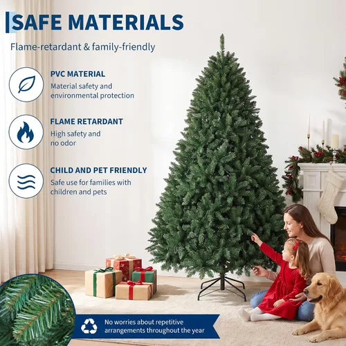 Vista 5 de Árbol de Navidad artificial de abeto preiluminado de 6.5 pies
