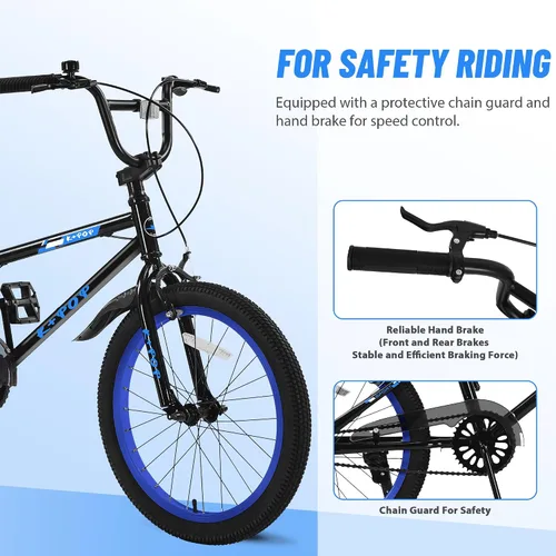 Vista 3 de Bicicleta infantil de 20 pulgadas para niños de 7 a 12 años, estilo BMX, bicicletas ligeras para niños, bicicletas para niños con frenos delanteros