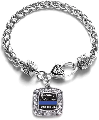 Vista 95 de Pulsera de dijes cuadrados de plata con joyería de circonita cúbica
