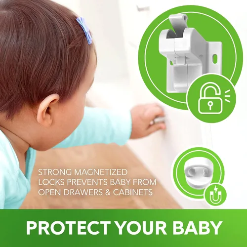 Vista 4 de Cerradura de gabinete para bebés, cerradura magnética de seguridad para niños, cerradura a prueba de bebés para armario y cajón, cerradura magnética