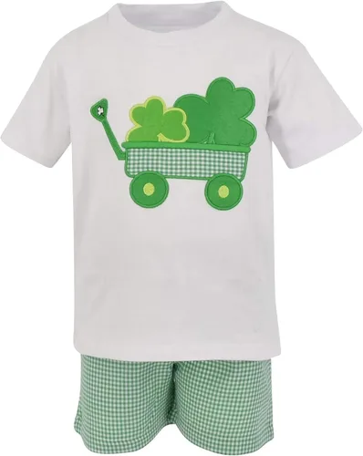 Vista 8 de Unique Baby Boys 2pc Shorts Set Outfit Short Sleeve Shirt with Embroidery Design and Shorts Marrón