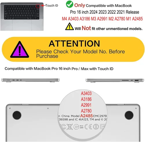 Vista 2 de Compatible con MacBook Pro de 16 pulgadas 2021-2026 Release M5 A3428 A3429 M4 A3403 A3186 M3 A2991 M2 A2780 M1 A2485 Pro/Max Hard Shell y Mac
