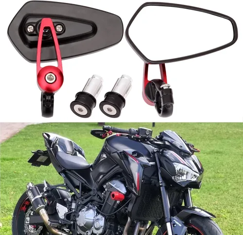 Vista 10 de Espejos retrovisores negros de aluminio CNC para extremos de manillar de motocicleta Compatible con GROM MSX125 CB500F Kawasaki Z125 pro Z650 Z750