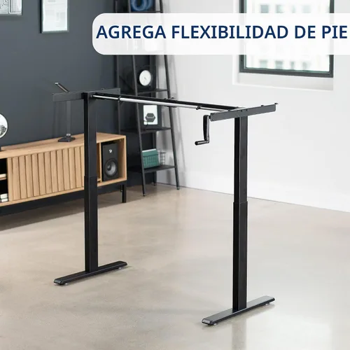 Vista 6 de VIVO DESK-V101M - Marco de escritorio manual negro con manivela