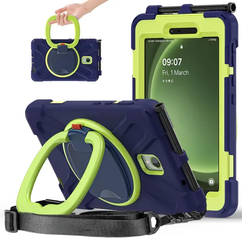 Vista 25 de 360 Rotation Case for Galaxy Tab ActivePro/Tab Active4 Pro/Active 5 Pro 10.1" Sturdy Cover Rotate Ring Stand Shoulder Carrying Strap Hand Strap