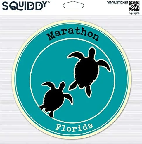 Vista 2 de Squiddy Marathon Florida Beach Town - Calcomanía de vinilo para teléfono, laptop, botella de agua (2.5 pulgadas de alto) Travel Souvenir for Water