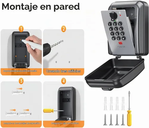 Vista 7 de Caja de Seguridad para Llaves, Combinación Personalizable de 12 Dígitos, Caja de Seguridad para Llaves con Código Restablecible, Gran Capacidad