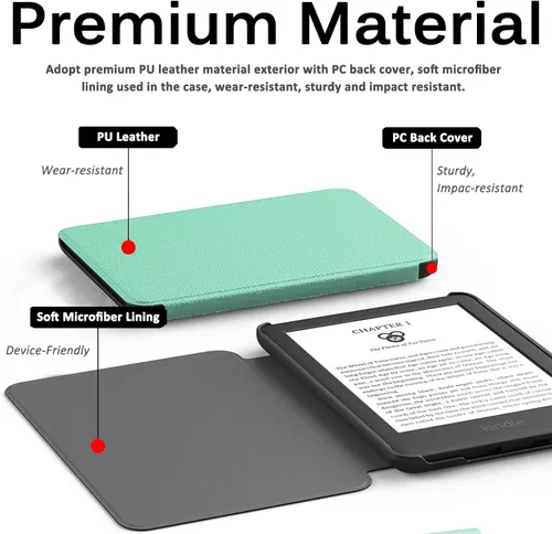 Vista 3 de Miimall for All-New Kindle Case 11th Gen, 2022, Lightweight Premium PU Leather Bumper, Anti-Fingerprint Magnetic Auto Wake/Sleep Shockproof Case