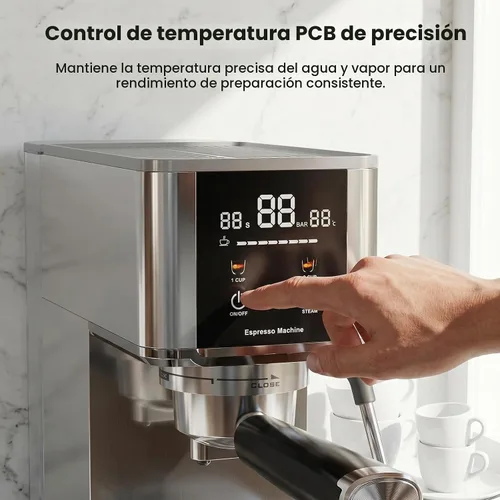 Vista 4 de Electactic Máquina de café espresso de 20 barras con espumador de leche, cafetera espresso profesional para capuchino y café con leche, cafetera