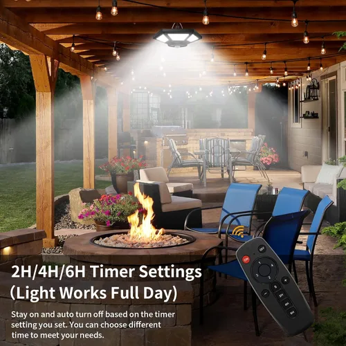 Vista 4 de Luz solar de cobertizo para interiores y exteriores, luces colgantes diurnas de trabajo con 5 modos de iluminación y 3 temporizadores, 180 LED