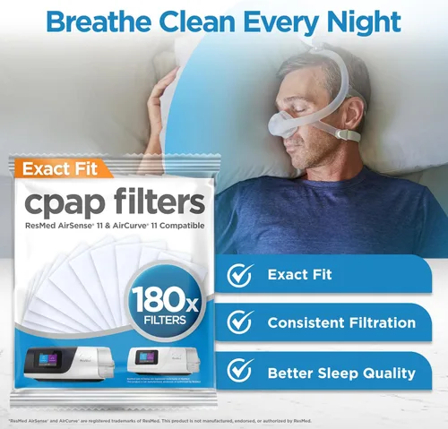 Vista 6 de resplabs Filtros CPAP compatibles con la máquina CPAP ResMed AirSense 11, repuestos de filtros desechables estándar, paquete de 180