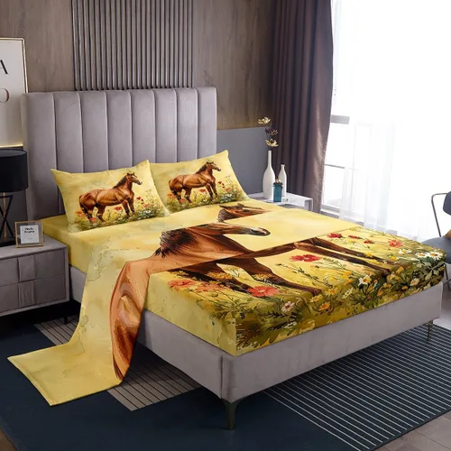 Vista 24 de Erosebridal Happy Camping - Juego de sábanas tamaño individual para niños, diseño de animales del bosque del bosque, para bebés, niños y niñas
