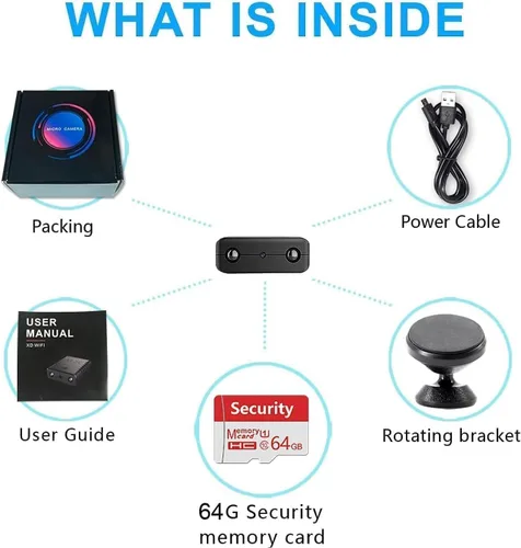 Vista 9 de 【Gratis 64G】 Cámara de batería inalámbrica más pequeña, cámara de seguridad HD1080P, monitor de bebé, mini cámara, cámara de niñera con visión