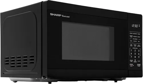 Vista 9 de SHARP Horno microondas compacto de encimera con plato giratorio de carrusel extraíble de 10 pulgadas, 700 vatios, 0.7 pies cúbicos, negro