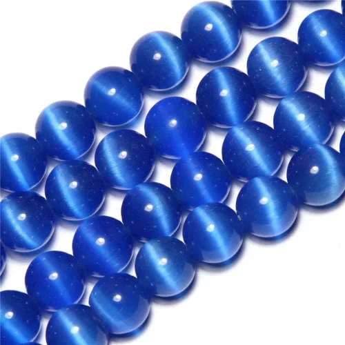 Vista 13 de Cuentas de Ojo de Gato Negro, Redondas de 6 mm, Piedras Preciosas Semipreciosas Sueltas para Fabricación de Joyas (63-66 piezas/cadena)