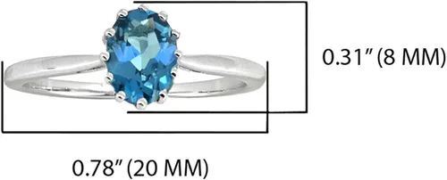 Vista 6 de YoTreasure Anillo solitario de topacio azul de Londres de 1.05 quilates en joyería de plata de ley 925, Metal Piedra preciosa Metal, topacio