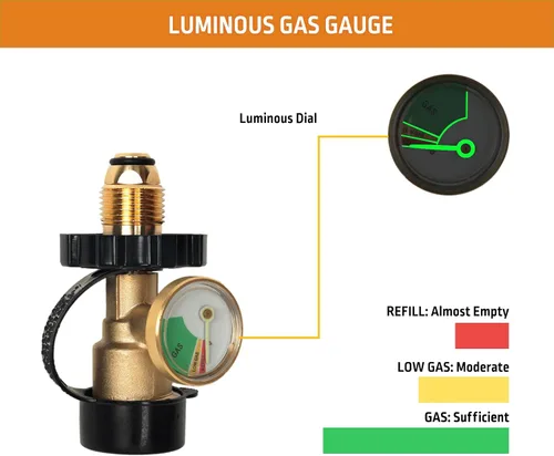 Vista 2 de Adaptador de tanque de propano de ajuste universal de 100 libras que convierte POL a QCC1 / Tipo 1 con adaptador de manguera de propano de calibre