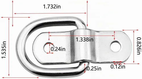 Vista 5 de Anclaje de amarre con anilla en D de 1/4 de pulgada para montaje en superficie resistente, anillos de amarre para montaje en piso, 2400 libras