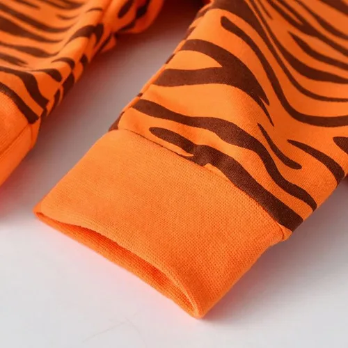 Vista 7 de Chaquetas de otoño e invierno para niños, disfraz de tigre naranja con capucha y cola para bebé, mono para niño