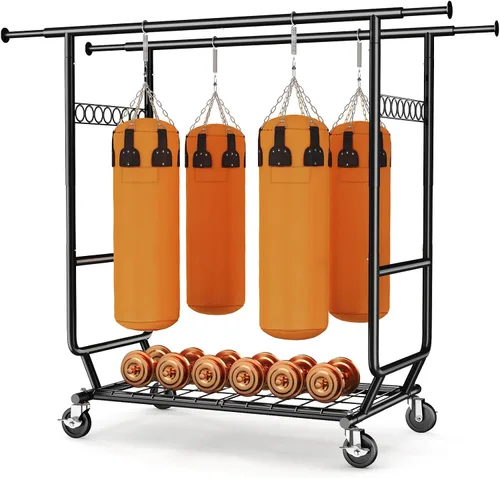 Vista 8 de HOKEEPER Perchero de carga de 650 libras plegable estante de ropa doble Rod
