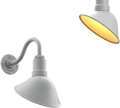 Vista 29 de Steel Lighting Co. Luz de Letrero de Tienda Venice para Pared de Acento de Restaurante al Aire Libre Cúpula de 9 pulgadas Brazo Recto de 6