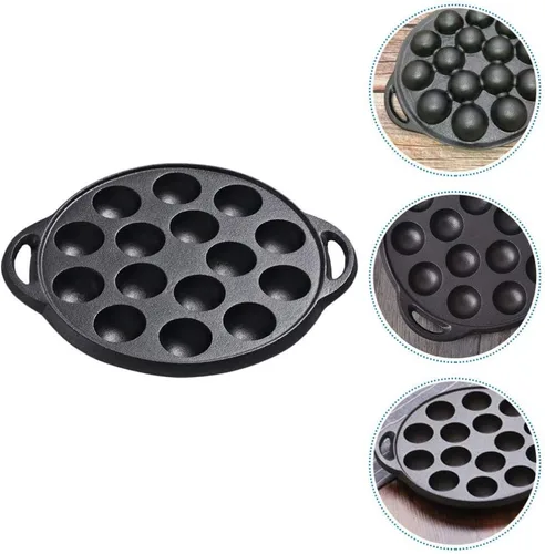 Vista 7 de Cabilock Mini moldes para tartas de hierro fundido Caracol Escargot Plate 15 agujeros de compartimiento molde negro para panqueques