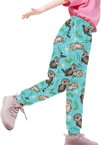 Vista 2 de Showudesigns Pantalones deportivos para niñas de 4 a 15 años con bolsillos