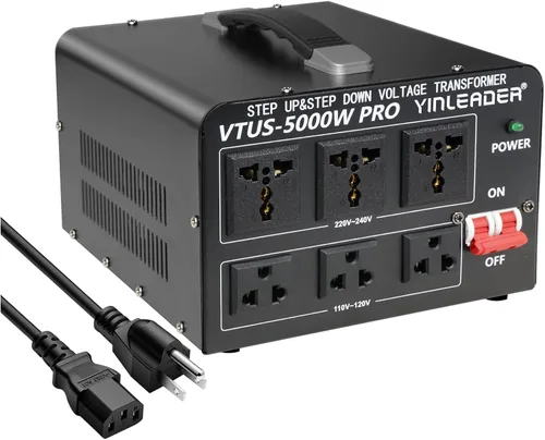 Vista 9 de Yinleader Transformador de voltaje Step Up & Step Down Convertidor de potencia con cable de alimentación de EE. UU., convierte 110 V a 220 V O 220 V