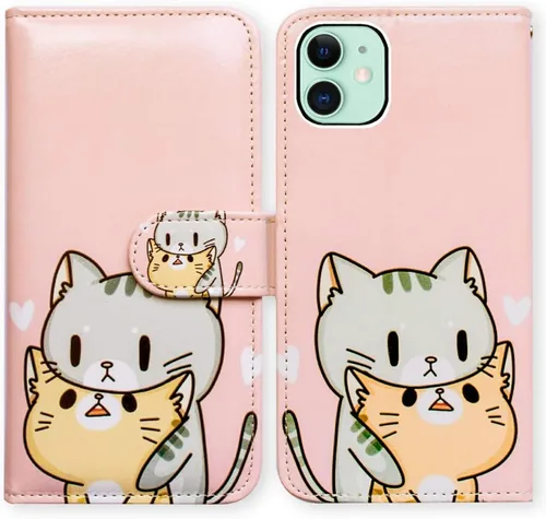 Vista 21 de Bcov Funda para iPhone 11, funda de piel con tapa y función atril para iPhone 11, diseño de flores y mariposas azules